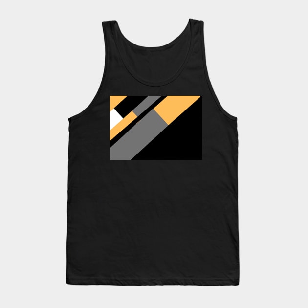 Gold, White, Black, and Grey Rectangle and Triangle pattern Tank Top by BirdsnStuff